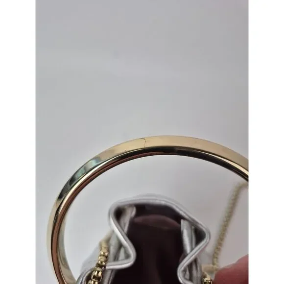 Jimmy Choo Metallic Silver Micro Bon Bon Top Handle Bag